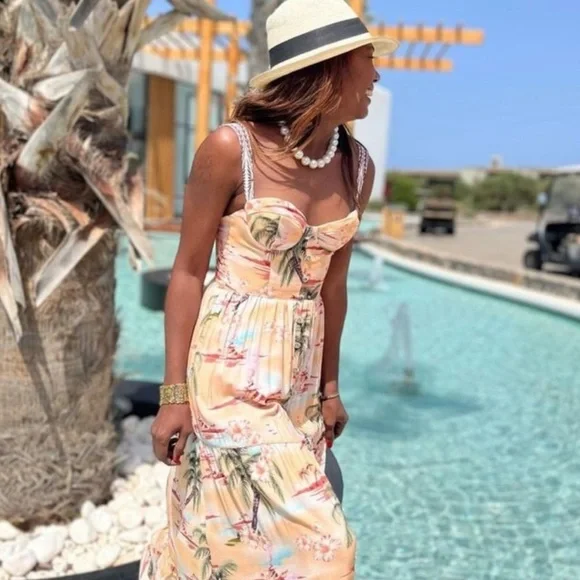 NWT Agua Bendita Dunna Luau Maxi Dress - Picture 5 of 12